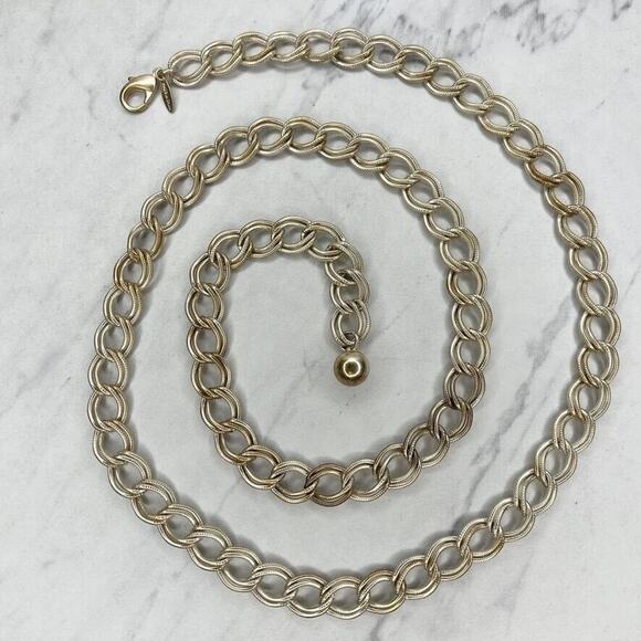 Gold Tone Chunky Textured Y2K Chain Link Festival Belt One Size (OS) ✨ - Picture 1 of 12